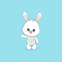 Cartoon cute Easter Bunny. Cute white Rabbit.Vector illustration. 