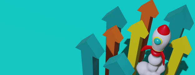 スタートアップ企業のイメージ（短期間に急成長する組織）、宇宙旅行、宇宙開発などのイメージ