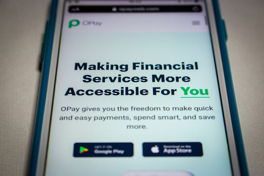 Kumamoto, JAPAN - Nov 2 2021 : The website of African fintech company OPay on iPhone in dark mood. Opay is a Nigeria based company that facilitates mobile transactions through its smartphone app.