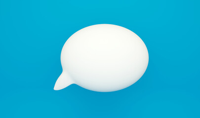 White speech bubble. 3d rendering on blue background