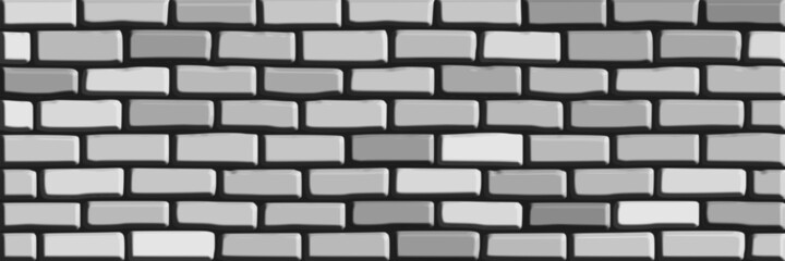 Vector drawing of a brick wall, banner, black and white background.