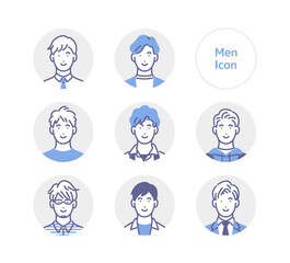 若い男性の丸アイコンセット