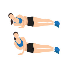 Man doing One arm side push up exercise. Flat vector illustration isolated on white background. workout character set - obrazy, fototapety, plakaty