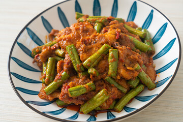 Stir fried pork with red curry paste