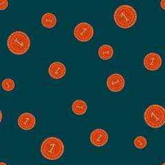 Coins seamless pattern. Hand drawn background from money.