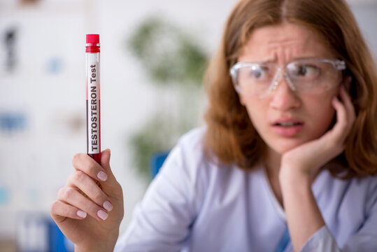 Young female hematologist working at the lab