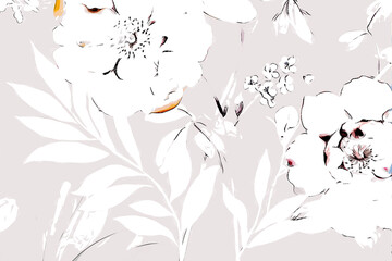 Naklejka premium Abstract beautiful flowers and leaves illustration