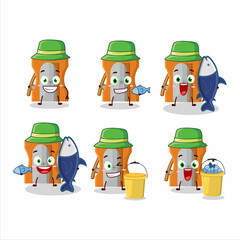 A fisherman orange pencil sharpener cartoon picture catch a big fish