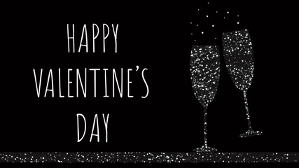glitter glasses, brilliant champagne glasses, happy valentines day, wine, champagne, glass, drink, alcohol, celebration, party, postcard with valentines day	, wine design