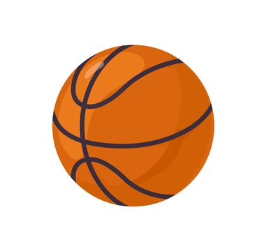 Basketball ball icon. Round orange sports equipment for professional game. Leather object for playing. Realistic flat vector illustration isolated on white background