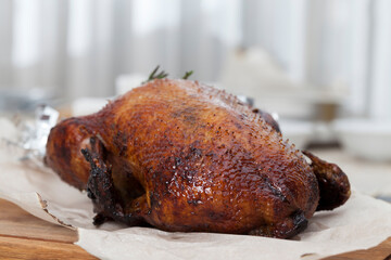 one baked duck for a holiday