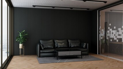 modern office lobby waiting room for company logo mockup