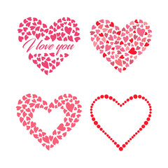 Heart set for wedding and Valentine's day, love, vector illustration isolated on white background.