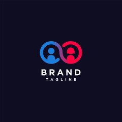 Man and Woman Icon logo design in Infinity Symbol. Minimalist logo design of Male and Female Icons in Infinity Symbol.