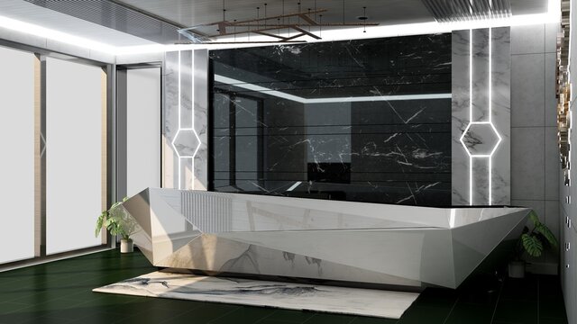 modern office front desk or reception room with elegant design interior
