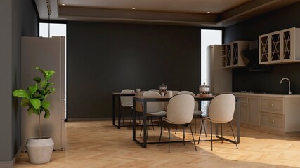 office pantry area 3d render interior design