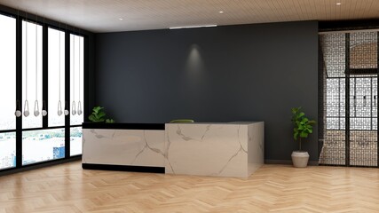 blank office wall in the reception room for company logo mockup