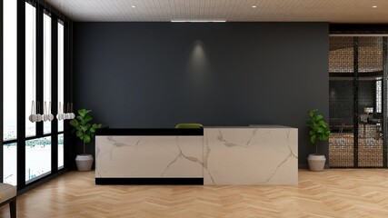 blank office wall in the reception room for company logo mockup