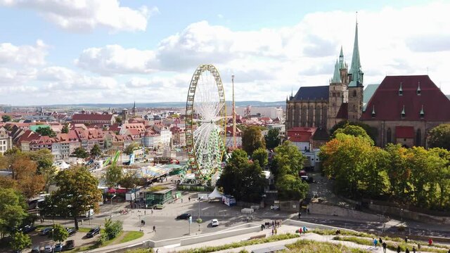 Panoramic Erfurt View on Lovely Summer Day from Historic Petersberg