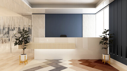 blank office wall in the reception room for company logo mockup