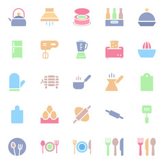 Flat color icons for food.