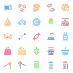 Flat color icons for food.