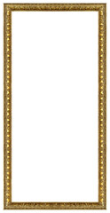 Panoramic golden frame for paintings, mirrors or photo isolated on white background