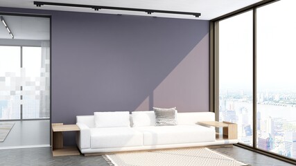 modern office lobby waiting room for company logo mockup with sofa