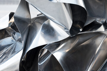 Crumpled and scratched metal texture. Sheet of metal surface, texture of steel. Iron parts from...