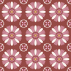 Fototapeta na wymiar Tile pattern background vector. Seamless repeat floral design. 