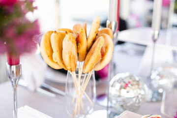 skewer snacks. snack, antipasto. view with copy space