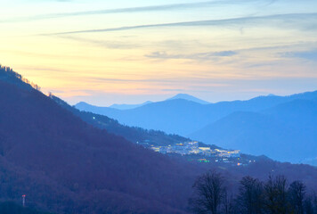 Fototapeta na wymiar Blue mountains in the evening