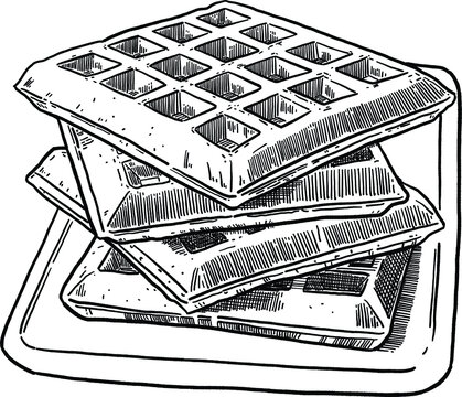 recommend clip art: Waffles Sweet Bakery Cafe menu Hand drawn Line art Food Illustration