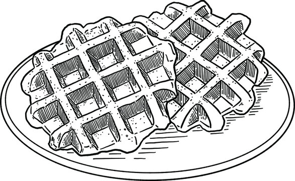 recommend clip art: Waffles Sweet Bakery Cafe menu Hand drawn Line art Illustration