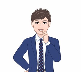 青いスーツの男性