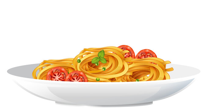 Spaghetti with tomato isolated