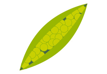 Alubias verdes en fondo blanco con guisantes.