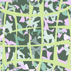 Seamless abstract geometric pattern of pink, green, yellow for fabrics, wallpaper