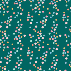 Seamless abstract pattern with pastel shapes on trendy green background. Watercolor, textural, repeating hand painted print. Designs for textile, fabric, wrapping paper, packaging, scrapbook paper.