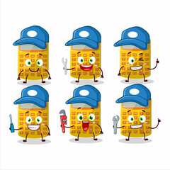mechanic yellow calculator cute mascot character with pliers