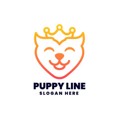 Vector Logo Illustration Puppy Gradient Line Art Style.