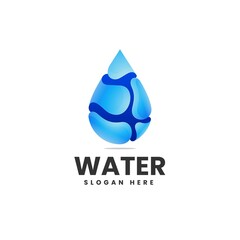 Vector Logo Illustration Water Gradient Colorful Style.