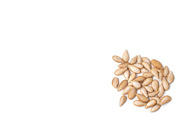 Pumpkin seeds isolated on a white background.
