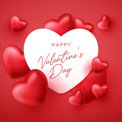 Valentine's day abstract background with realistic heart symbol. Vector illustration