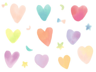 水彩　ハート　セット
