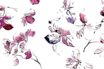 Abstract beautiful flowers and leaves illustration