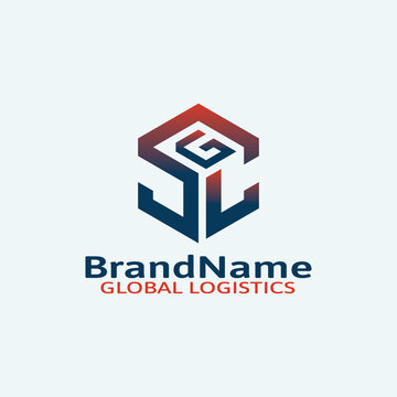 Vector SGL or GL Logo Template with box, Perfect to use for transportation, delivery of goods, cargo, expedition.