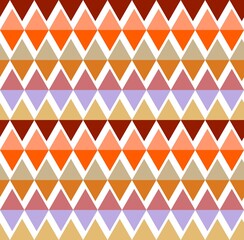 A simple, spectacular ornament of multi-colored stripes consisting of triangles. African ethnic motives. Seamless print for fabric, wallpaper, wrapping paper. Geometric pattern.