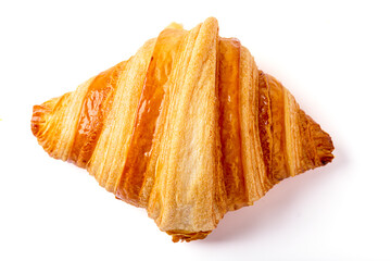 Top view of croissants isolated on a white background. breakfast, snacks or bakery.