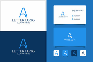 letter A design logo and business card template. premium vector